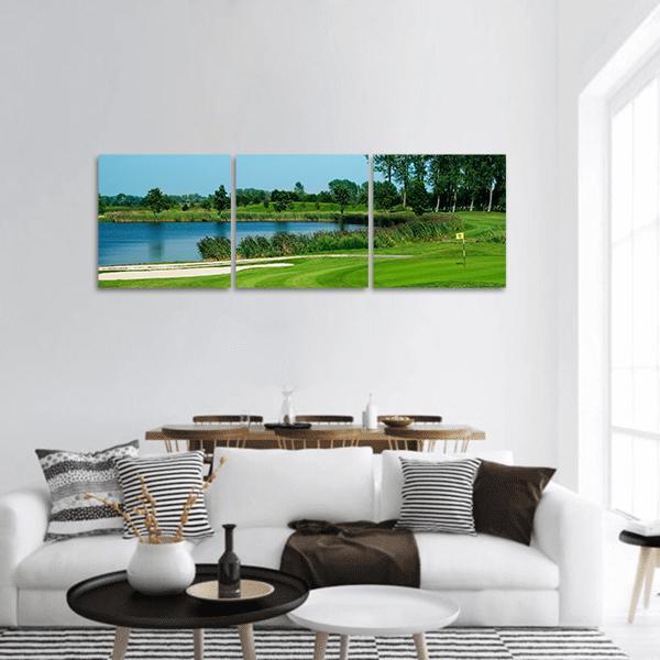 Golf Field Panoramic Canvas Wall Art-3 Piece-25" x 08"-Tiaracle
