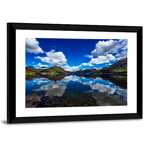 Attractive Lake Norway Canvas Wall Art-5 Horizontal-Gallery Wrap-22" x 12"-Tiaracle