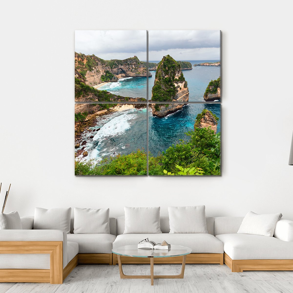 Atun Beach Indonesia Canvas Wall Art-4 Square-Gallery Wrap-17" x 17"-Tiaracle