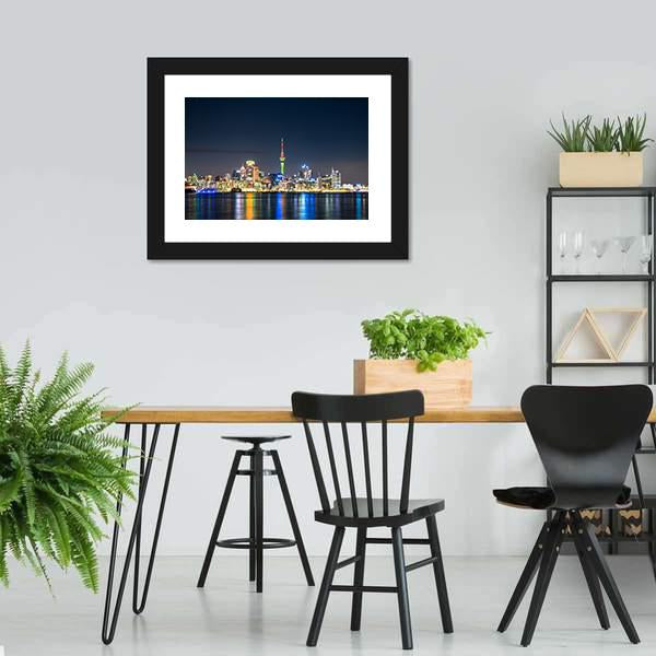 Auckland City At Night Canvas Wall Art-3 Horizontal-Gallery Wrap-25" x 16"-Tiaracle