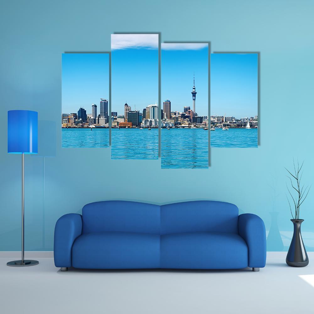 Auckland City Skyline Canvas Wall Art-4 Pop-Gallery Wrap-50" x 32"-Tiaracle