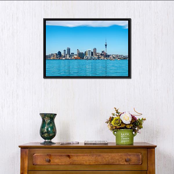 Auckland City Skyline Canvas Wall Art-1 Piece-Floating Frame-24" x 16"-Tiaracle