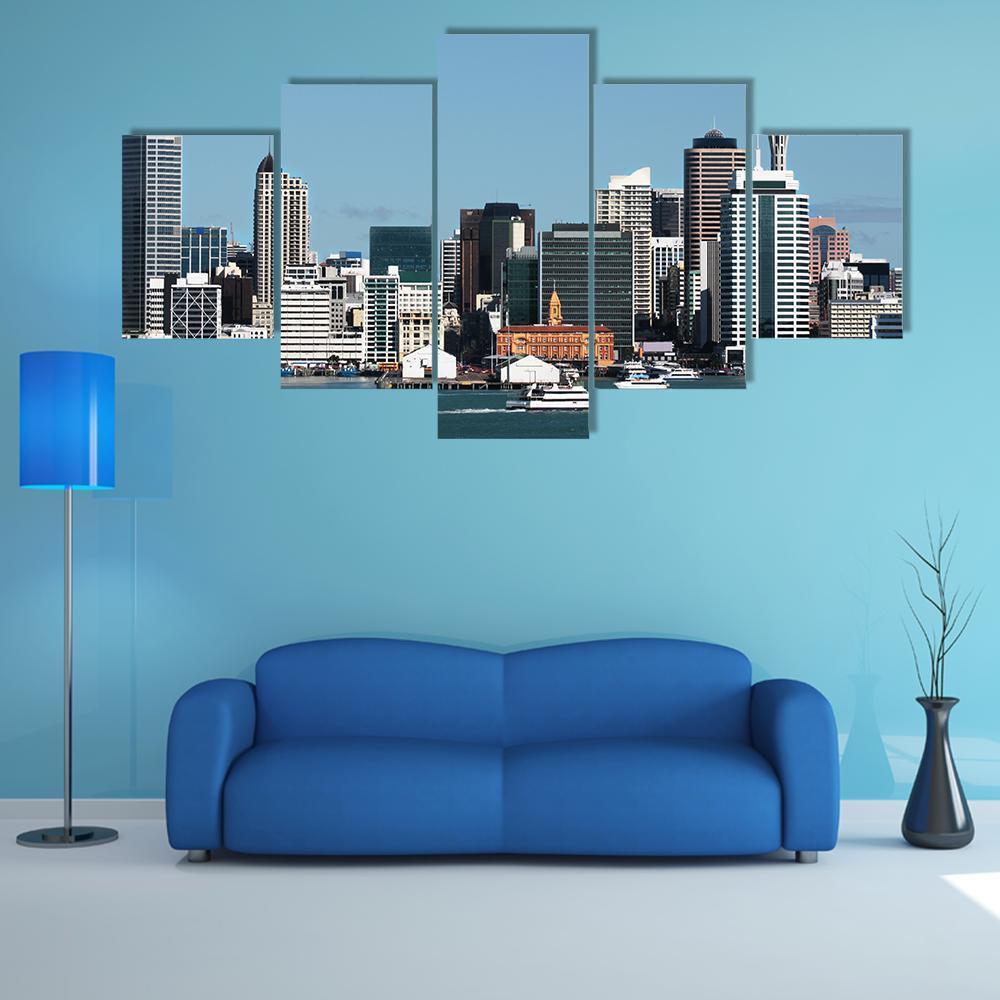 Auckland City With Sky Tower Canvas Wall Art-5 Star-Gallery Wrap-62" x 32"-Tiaracle