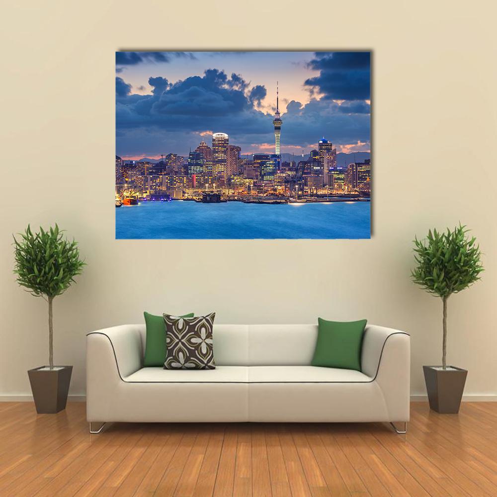 Auckland Skyline Canvas Wall Art-1 Piece-Gallery Wrap-48" x 32"-Tiaracle