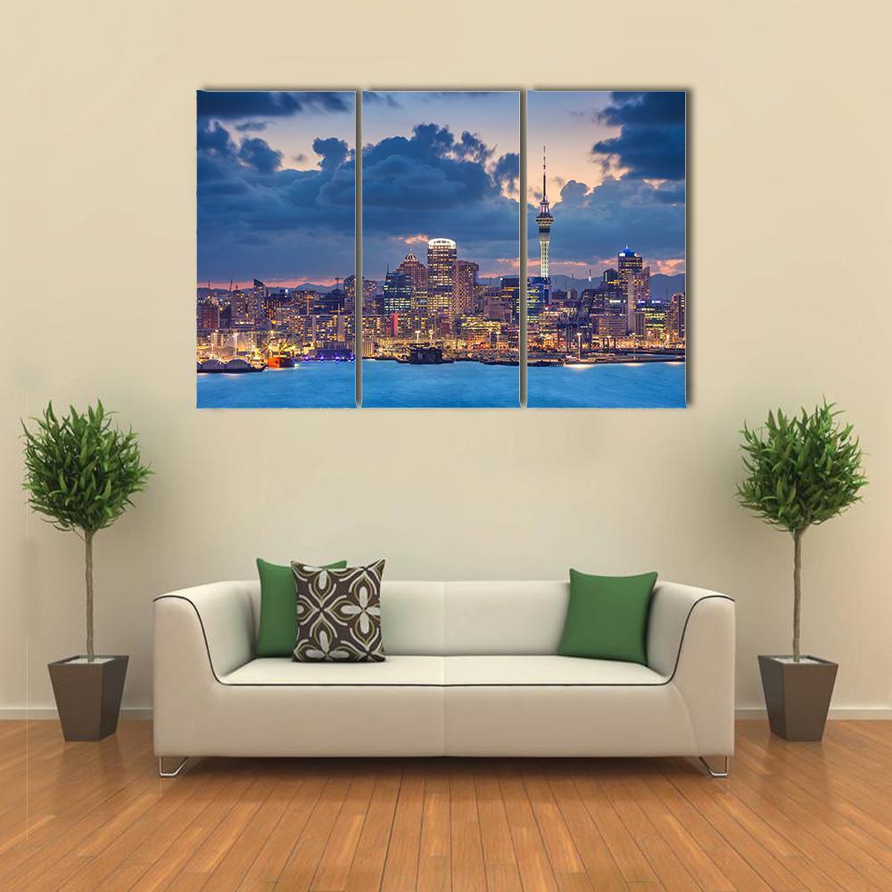Auckland Skyline Canvas Wall Art-3 Horizontal-Gallery Wrap-37" x 24"-Tiaracle