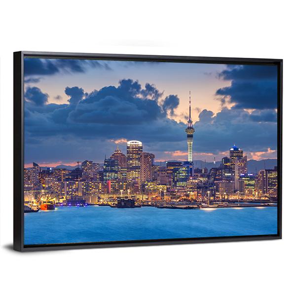 Auckland Skyline Canvas Wall Art-3 Horizontal-Gallery Wrap-25" x 16"-Tiaracle