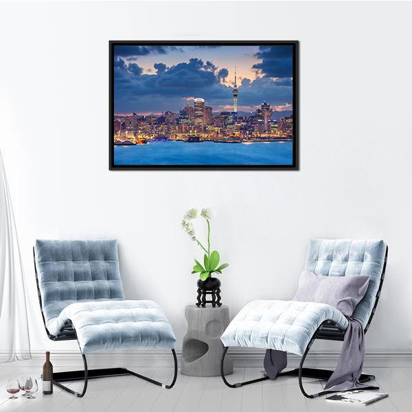 Auckland Skyline Canvas Wall Art-3 Horizontal-Gallery Wrap-25" x 16"-Tiaracle
