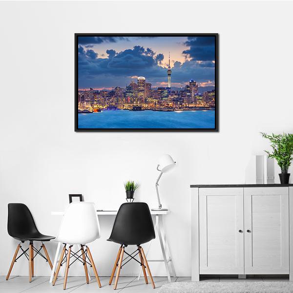 Auckland Skyline Canvas Wall Art-3 Horizontal-Gallery Wrap-25" x 16"-Tiaracle