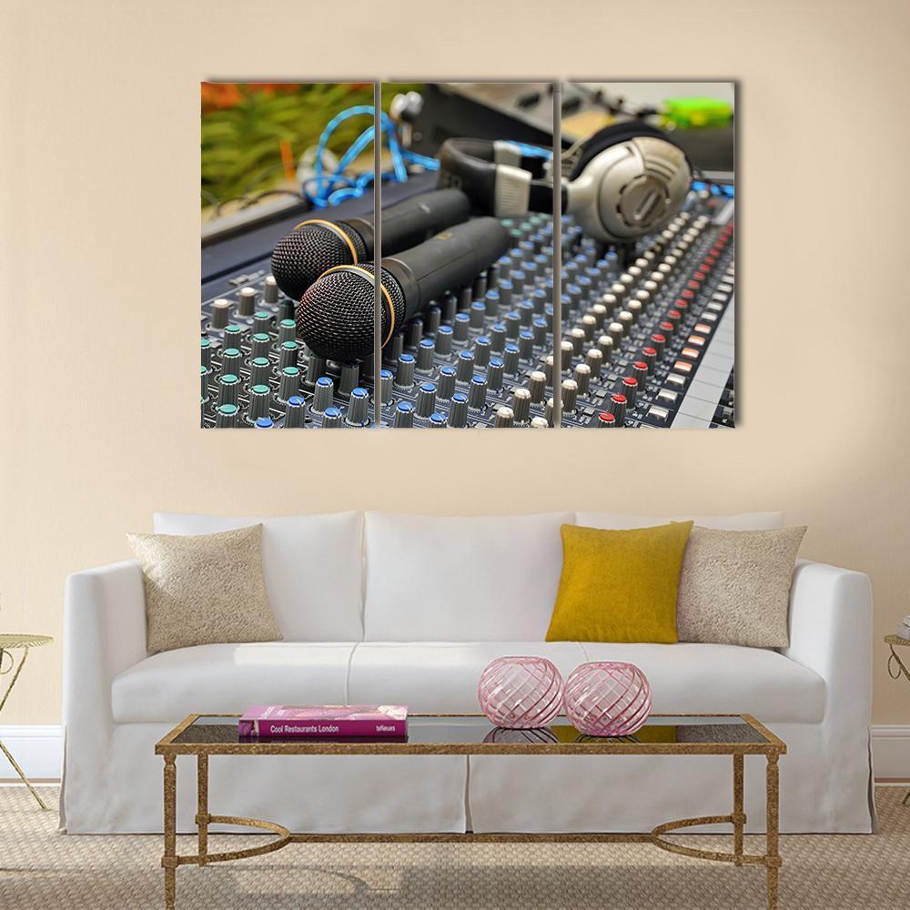 Microphones &amp; Sound Mixer Canvas Wall Art-3 Horizontal-Gallery Wrap-37" x 24"-Tiaracle