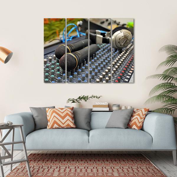 Microphones & Sound Mixer Canvas Wall Art-1 Piece-Gallery Wrap-36" x 24"-Tiaracle