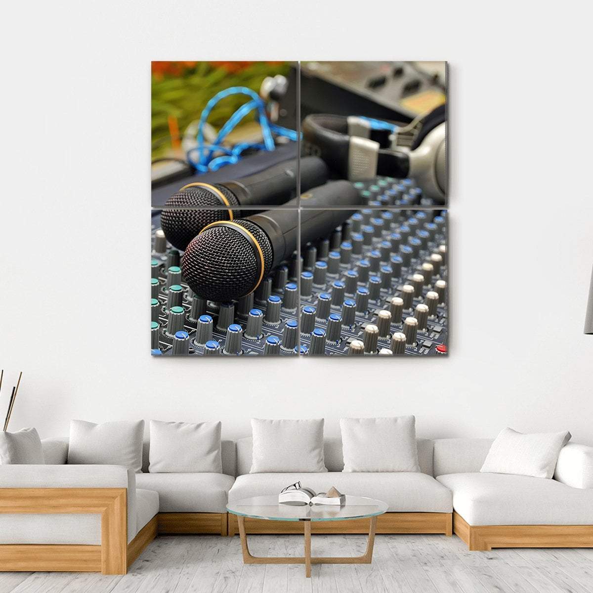 Microphones &amp; Sound Mixer Canvas Wall Art-4 Square-Gallery Wrap-17" x 17"-Tiaracle