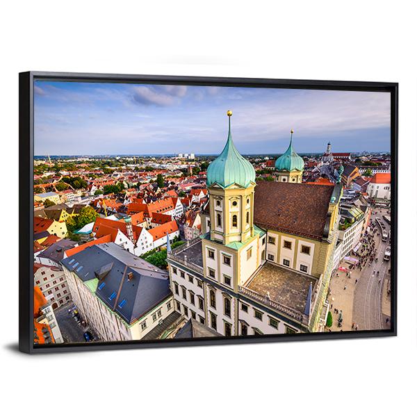 Augsburg Skyline Germany Canvas Wall Art-3 Horizontal-Gallery Wrap-25" x 16"-Tiaracle