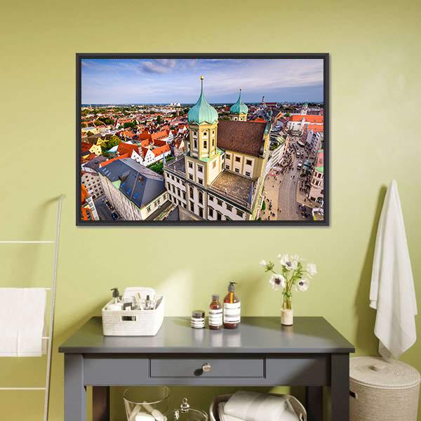 Augsburg Skyline Germany Canvas Wall Art-3 Horizontal-Gallery Wrap-25" x 16"-Tiaracle