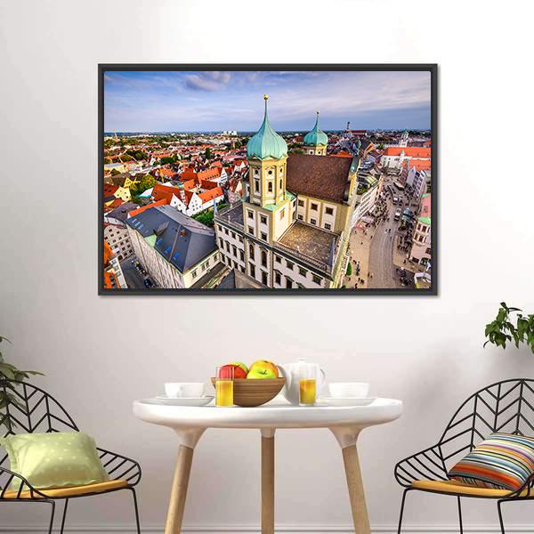 Augsburg Skyline Germany Canvas Wall Art-1 Piece-Floating Frame-24" x 16"-Tiaracle