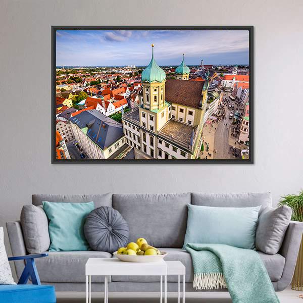 Augsburg Skyline Germany Canvas Wall Art-3 Horizontal-Gallery Wrap-25" x 16"-Tiaracle