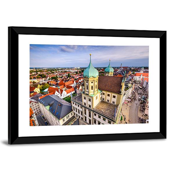 Augsburg Skyline Germany Canvas Wall Art-3 Horizontal-Gallery Wrap-25" x 16"-Tiaracle