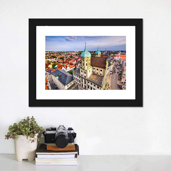 Augsburg Skyline Germany Canvas Wall Art-3 Horizontal-Gallery Wrap-25" x 16"-Tiaracle