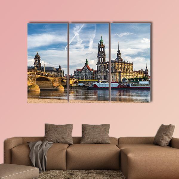 Augustus Bridge &amp; Trinity Cathedral Canvas Wall Art-3 Horizontal-Gallery Wrap-37" x 24"-Tiaracle