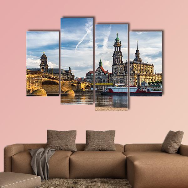 Augustus Bridge & Trinity Cathedral Canvas Wall Art-4 Pop-Gallery Wrap-50" x 32"-Tiaracle