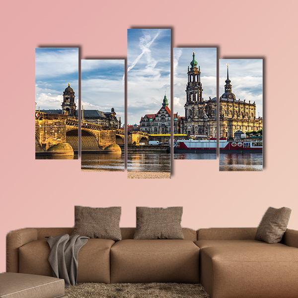 Augustus Bridge & Trinity Cathedral Canvas Wall Art-5 Pop-Gallery Wrap-47" x 32"-Tiaracle