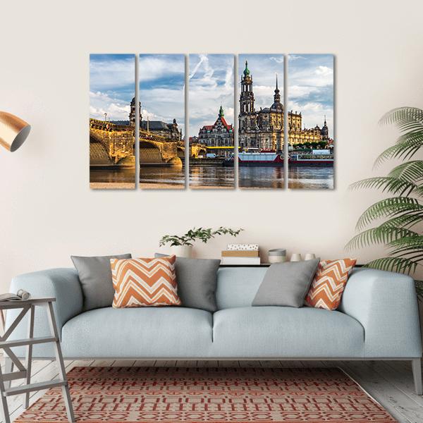 Augustus Bridge &amp; Trinity Cathedral Canvas Wall Art-5 Horizontal-Gallery Wrap-22" x 12"-Tiaracle