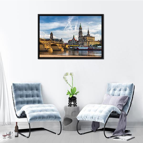Augustus Bridge &amp; Trinity Cathedral Canvas Wall Art-3 Horizontal-Gallery Wrap-25" x 16"-Tiaracle