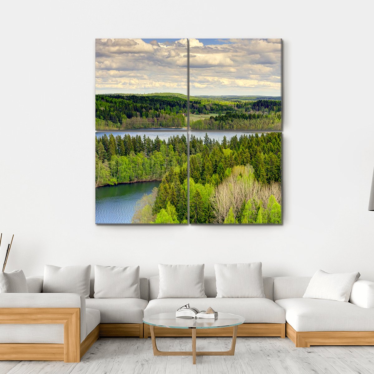 Aulanko Countryside Finland Canvas Wall Art-4 Square-Gallery Wrap-17" x 17"-Tiaracle