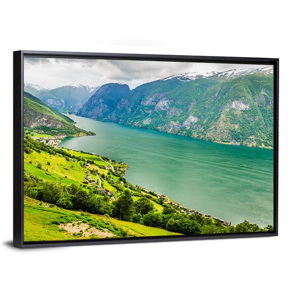 Aurland Valley &amp; Fjords Canvas Wall Art-3 Horizontal-Gallery Wrap-25" x 16"-Tiaracle