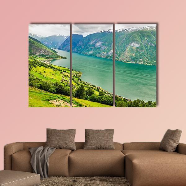 Aurland Valley &amp; Fjords Canvas Wall Art-3 Horizontal-Gallery Wrap-25" x 16"-Tiaracle