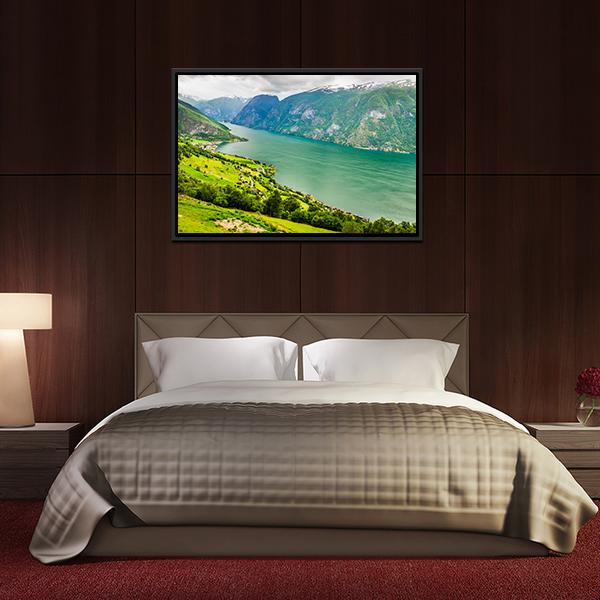 Aurland Valley &amp; Fjords Panoramic Canvas Wall Art-1 Piece-36" x 12"-Tiaracle