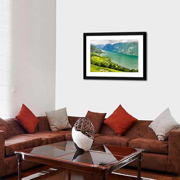 Aurland Valley &amp; Fjords Panoramic Canvas Wall Art-1 Piece-36" x 12"-Tiaracle