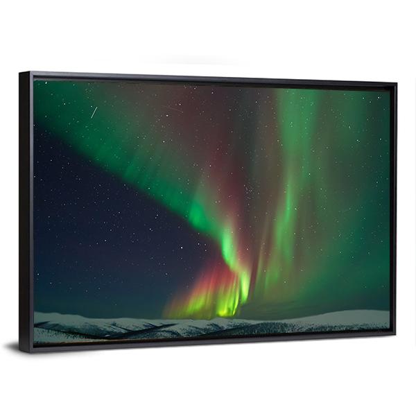 Aurora Borealis & Meteors Canvas Wall Art-5 Horizontal-Gallery Wrap-22" x 12"-Tiaracle