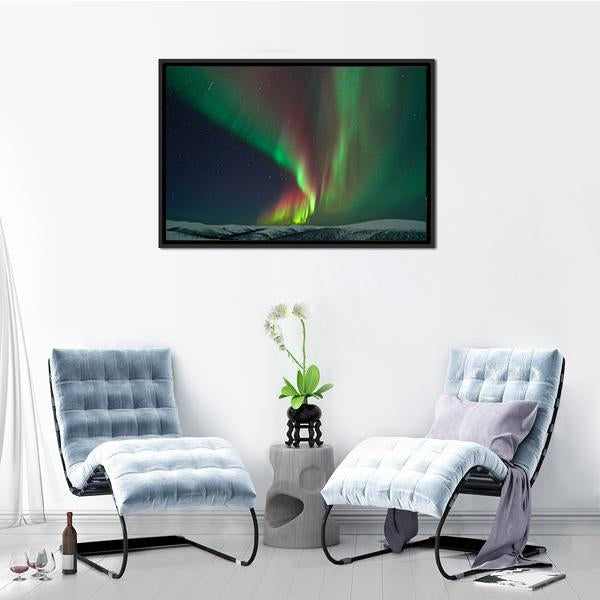 Aurora Borealis & Meteors Canvas Wall Art-5 Horizontal-Gallery Wrap-22" x 12"-Tiaracle