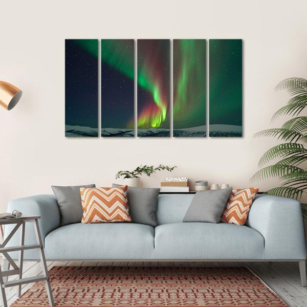 Aurora Borealis & Meteors Canvas Wall Art-5 Horizontal-Gallery Wrap-22" x 12"-Tiaracle