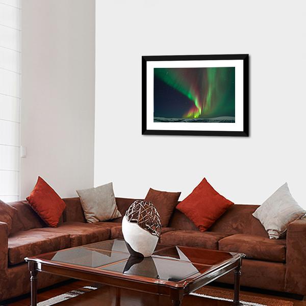 Aurora Borealis & Meteors Canvas Wall Art-5 Horizontal-Gallery Wrap-22" x 12"-Tiaracle