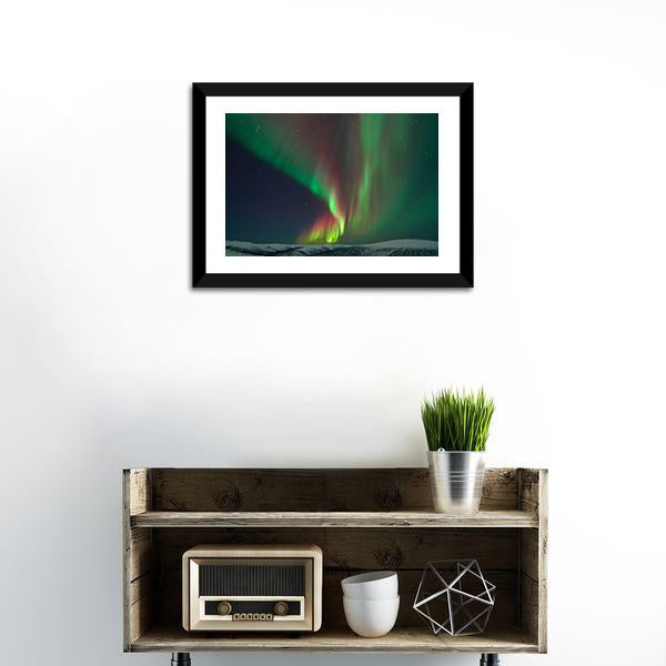 Aurora Borealis &amp; Meteors Canvas Wall Art-1 Piece-Framed Print-20" x 16"-Tiaracle