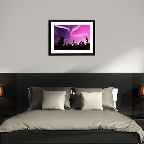 Pink Northern Lights Panoramic Canvas Wall Art-1 Piece-36" x 12"-Tiaracle