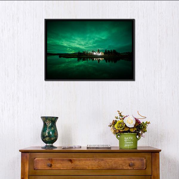 Aurora Borealis Iceland Panoramic Canvas Wall Art-1 Piece-36" x 12"-Tiaracle