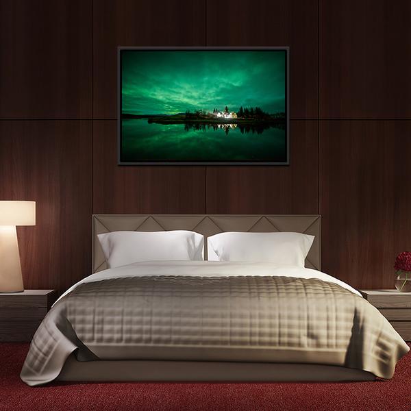 Aurora Borealis Iceland Panoramic Canvas Wall Art-1 Piece-36" x 12"-Tiaracle