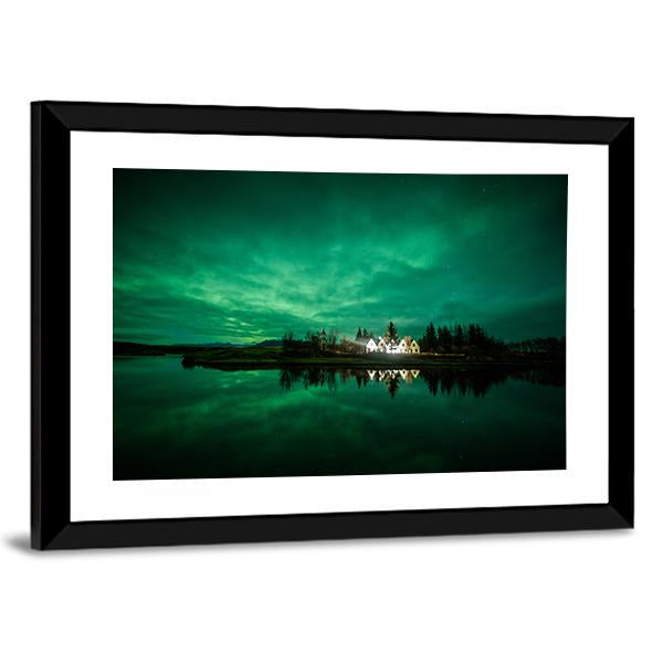 Aurora Borealis Iceland Panoramic Canvas Wall Art-1 Piece-36" x 12"-Tiaracle