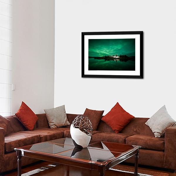 Aurora Borealis Iceland Panoramic Canvas Wall Art-1 Piece-36" x 12"-Tiaracle
