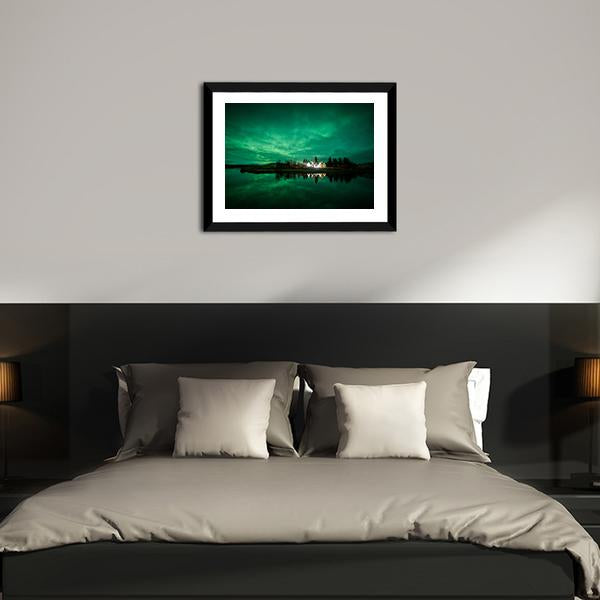 Aurora Borealis Iceland Panoramic Canvas Wall Art-1 Piece-36" x 12"-Tiaracle