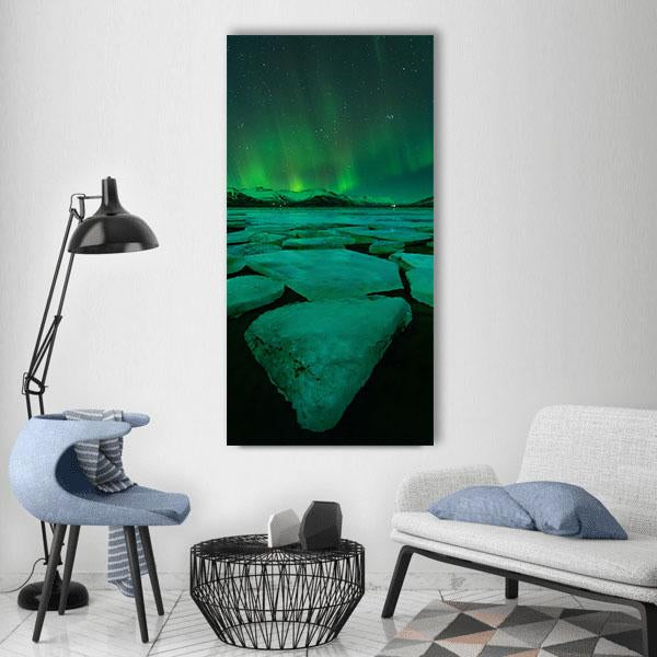 Northern Lights Iceland Vertical Canvas Wall Art-1 Vertical-Gallery Wrap-12" x 24"-Tiaracle