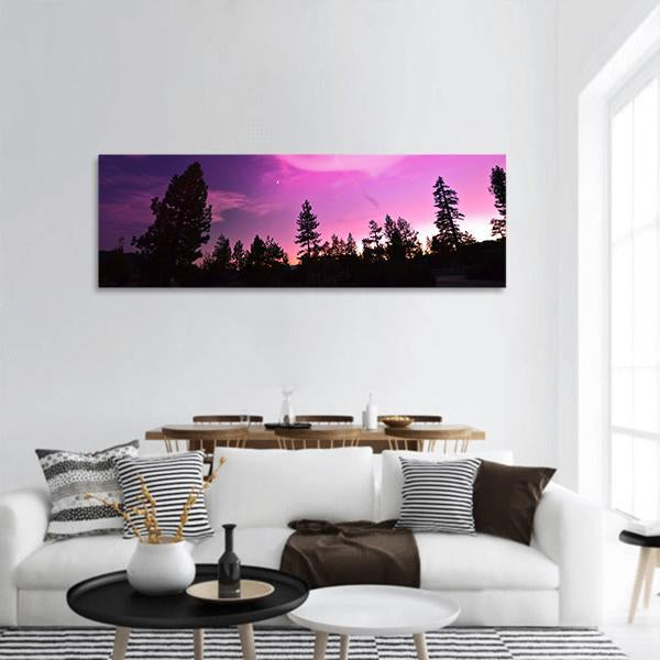 Pink Northern Lights Panoramic Canvas Wall Art-3 Piece-25" x 08"-Tiaracle
