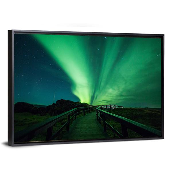 Aurora Borealis In Iceland Canvas Wall Art-5 Horizontal-Gallery Wrap-22" x 12"-Tiaracle