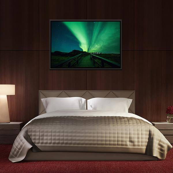 Aurora Borealis In Iceland Canvas Wall Art-5 Horizontal-Gallery Wrap-22" x 12"-Tiaracle