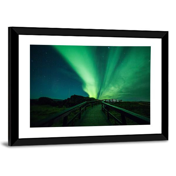 Aurora Borealis In Iceland Canvas Wall Art-5 Horizontal-Gallery Wrap-22" x 12"-Tiaracle
