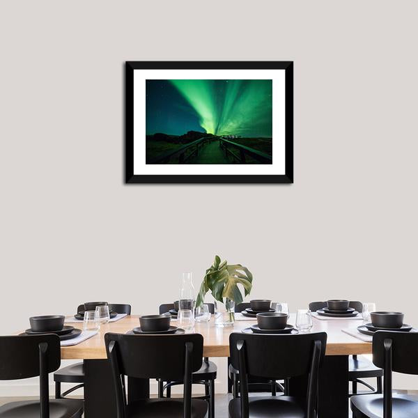 Aurora Borealis In Iceland Canvas Wall Art-5 Horizontal-Gallery Wrap-22" x 12"-Tiaracle