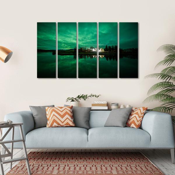 Aurora Borealis Iceland Canvas Wall Art-5 Horizontal-Gallery Wrap-22" x 12"-Tiaracle