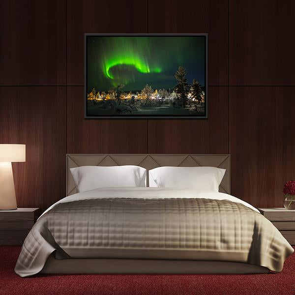 Aurora Borealis In Lapland Canvas Wall Art-5 Horizontal-Gallery Wrap-22" x 12"-Tiaracle